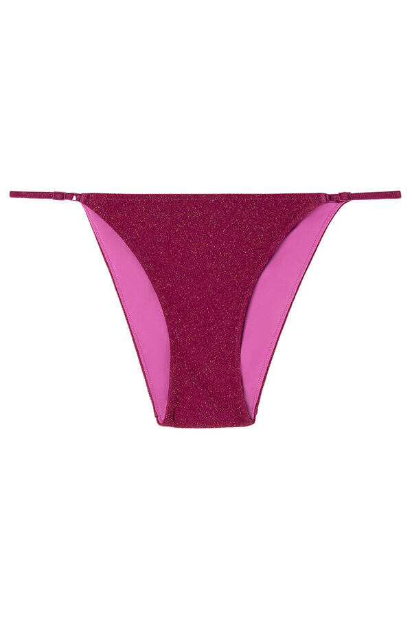 Women'secret Cueca de biquíni clássica com tiras brilhantes rosa rosa