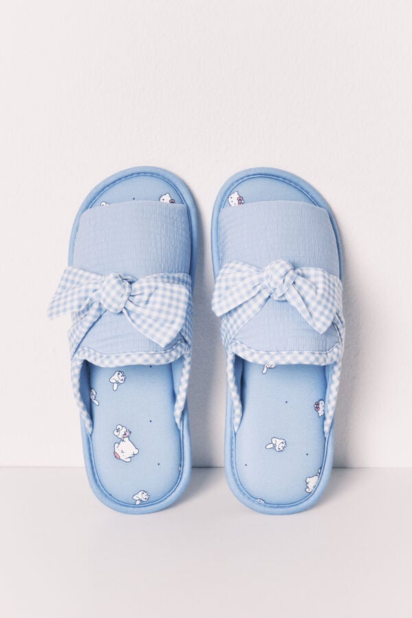 Women'secret Chinelos de quarto com la&ccedil;o Hello Kitty azul