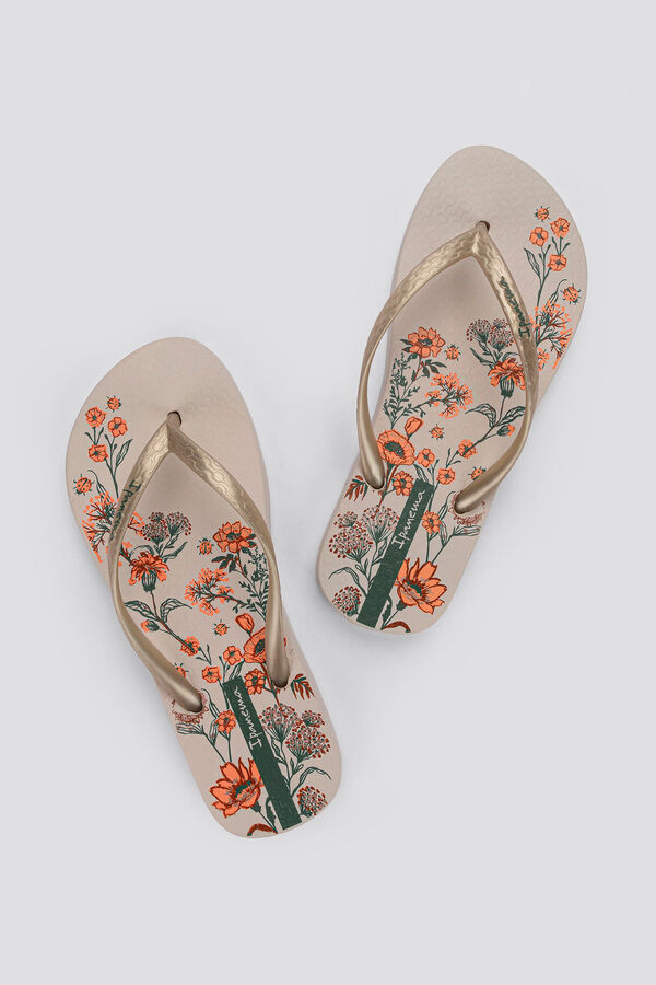 Ipanema Chinelos motivo floral bege