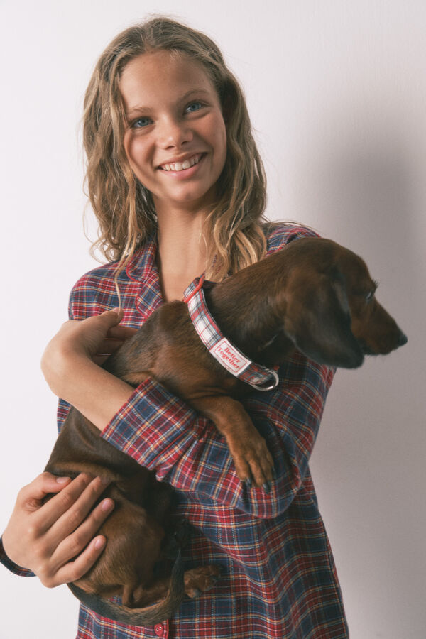 Women'secret Pijama infantil xadrez, 100% algodão azul