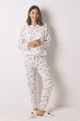 Women'secret Pijama longo 100% algod&atilde;o branco Snoopy bege