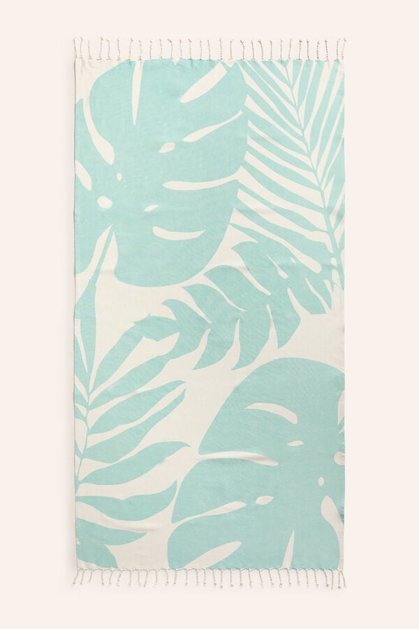 Toalla de playa de algodón turquesa Menton Baño Cortefiel