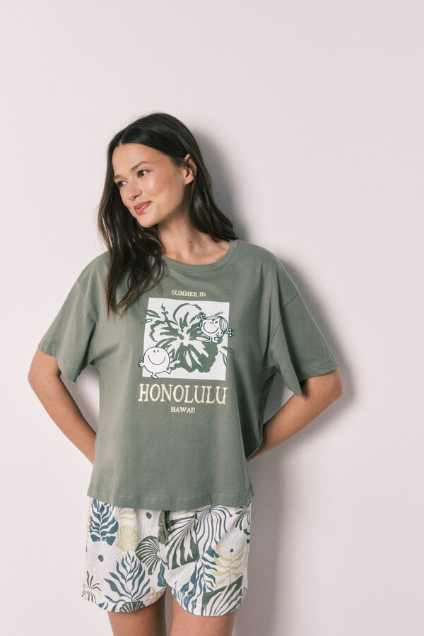 Women'secret Pijama curto de manga curta verde Little Miss&trade; estampado