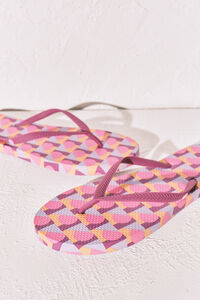 Women'secret Chinelos de dedo estampado geom&eacute;trico rosa