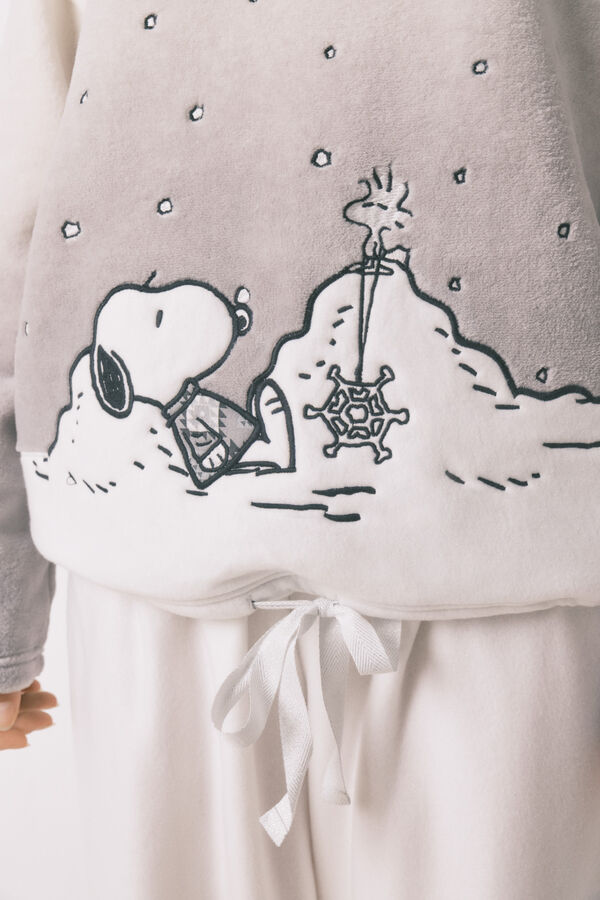 Women'secret Pijama comprido de polar do Snoopy cinzento