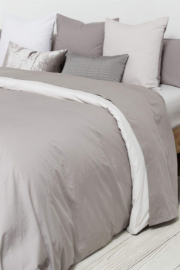 Textura Lençol algodão percal. Cama 80-90 cm. cinzento