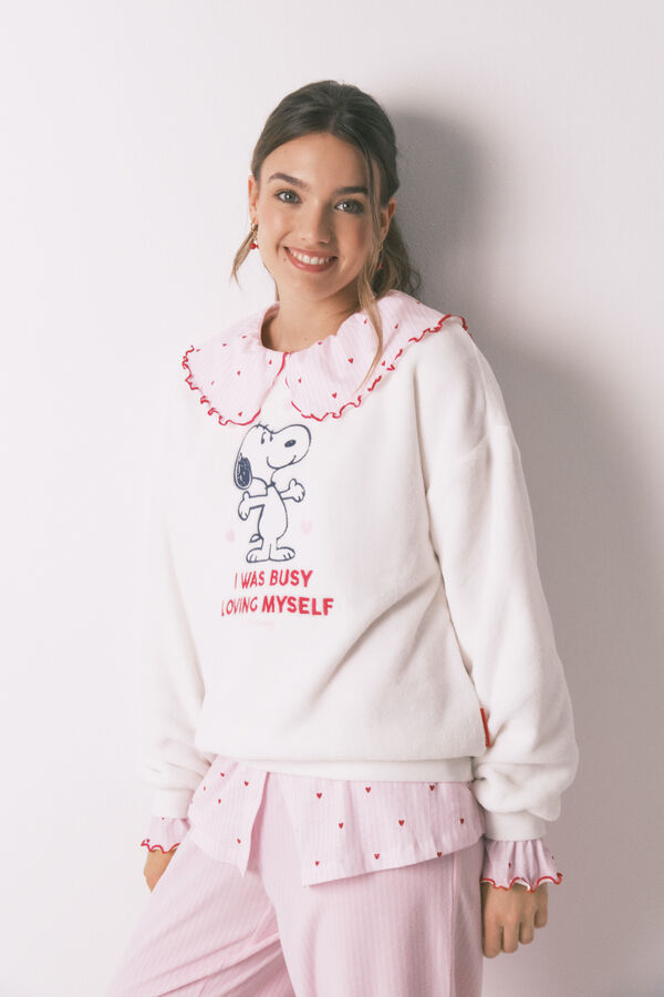 Women'secret Pijama comprido em polar Snoopy bege