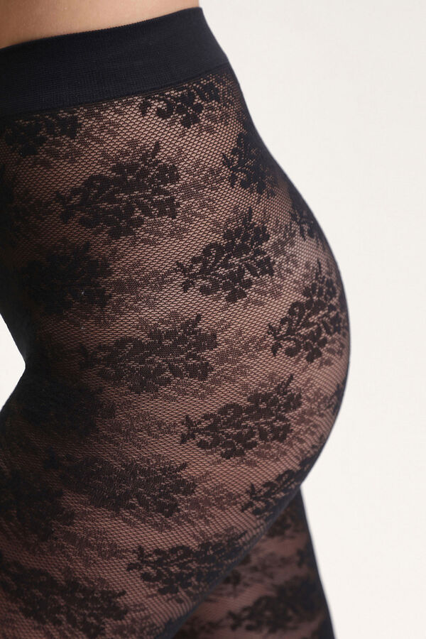 DIM collant de renda floral 20 Denier preto