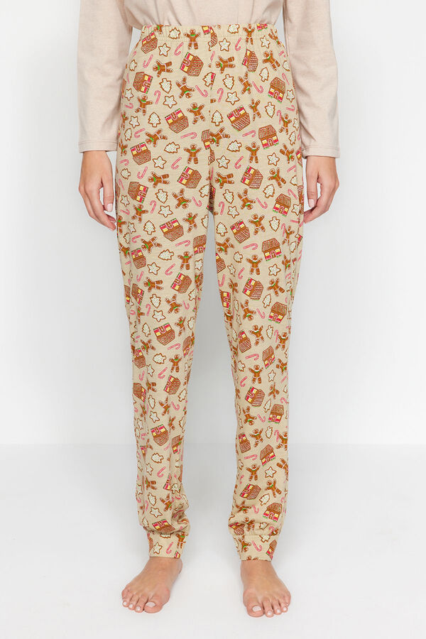 Trendyol Conjunto de pijama de gengibre cru de Natal estampado