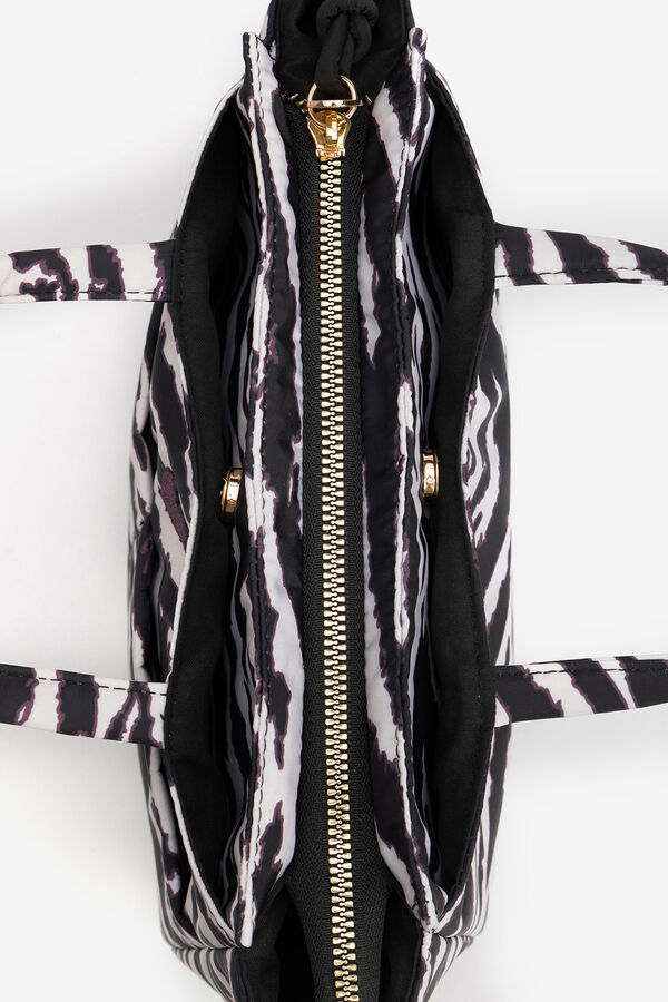 Vilanova Mala acolchoada com estampado de zebra cinzento