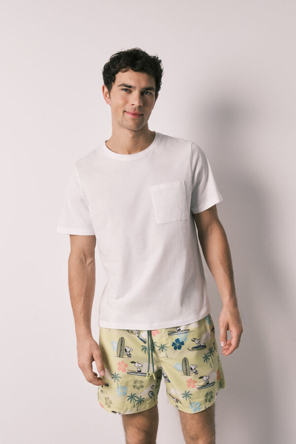 Women'secret Fato de banho de homem estampado tropical Snoopy verde