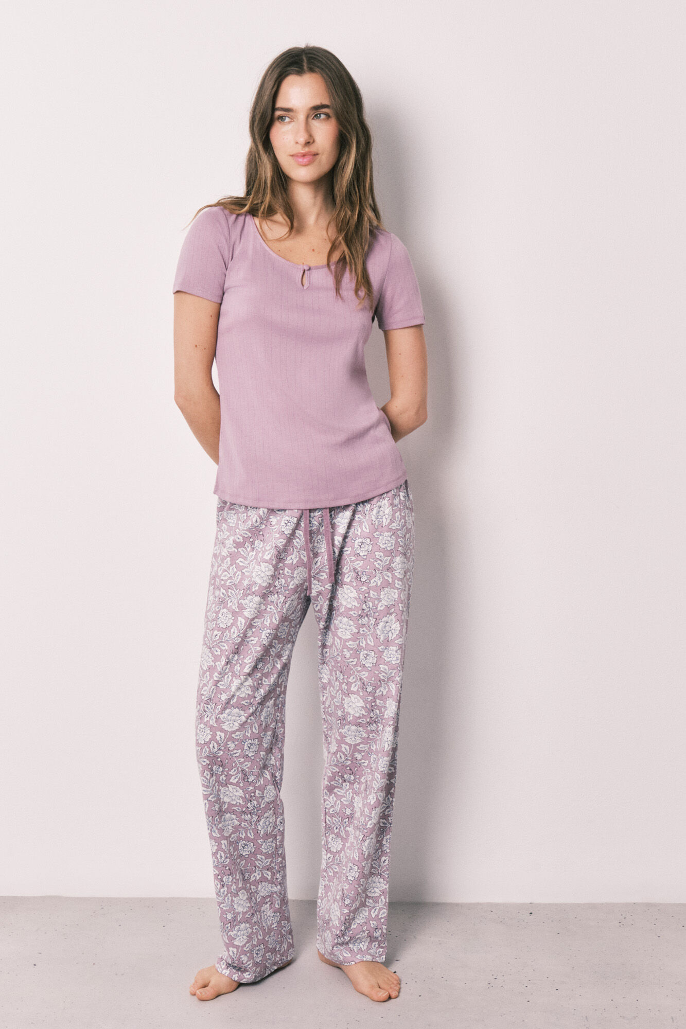 Women'secret Pijama rosa estampado flores