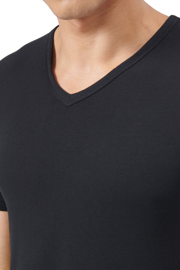 Adidas Pacote com 2 camisetas para homem de algodão elástico com gola em bico preto