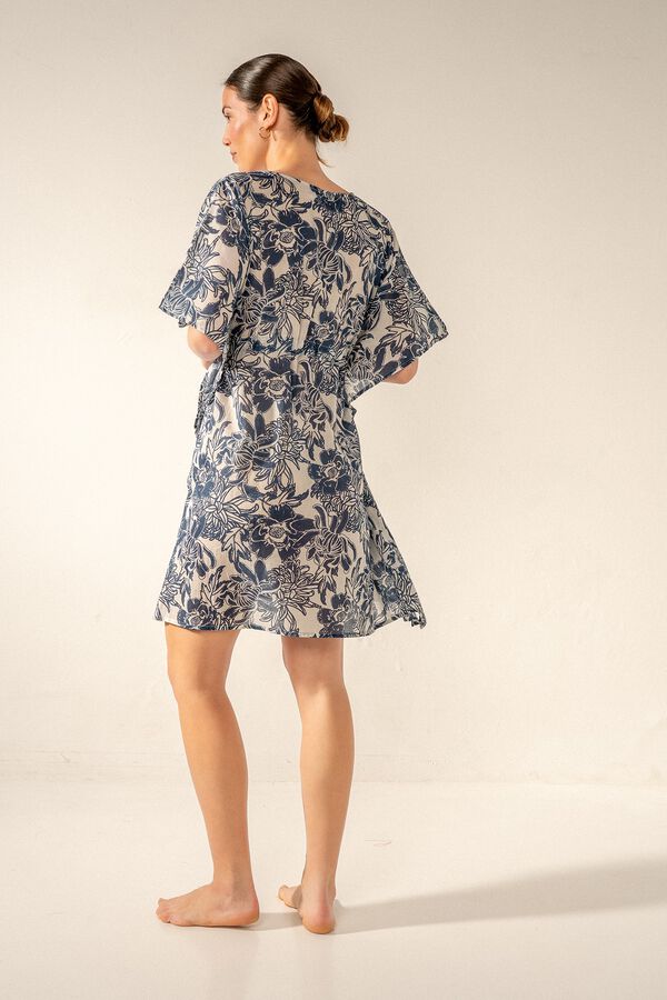 Abbacino  Caft&atilde; em algod&atilde;o estampado floral azul azul