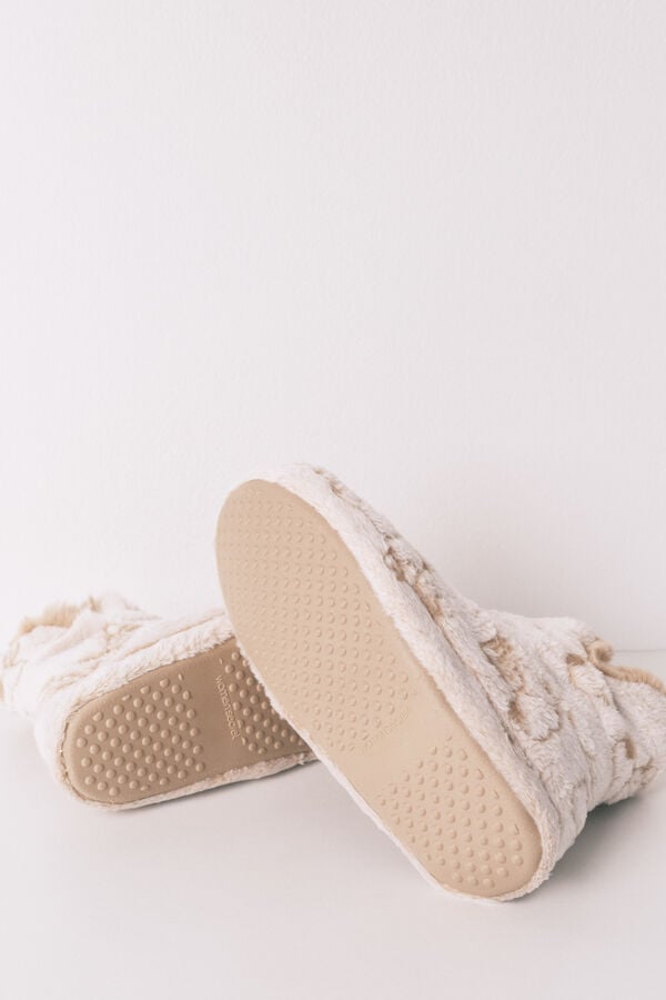 Women'secret Chinelos de quarto de botas alto do Snoopy bege