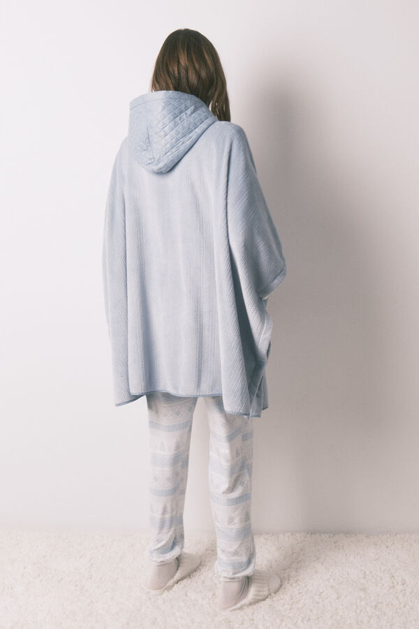 Women'secret Poncho polar curto azul com relevo azul