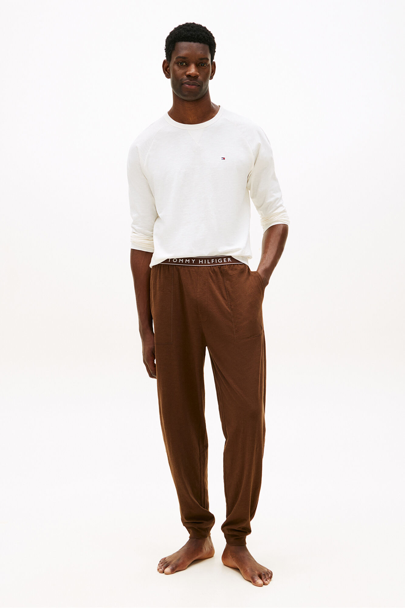 Tommy Hilfiger Pijama comprido de malha com logo na cintura