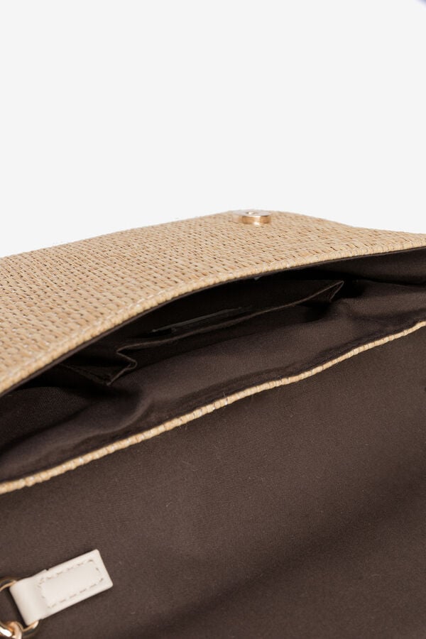 Vilanova Mala clutch efeito pele com missangas castanho