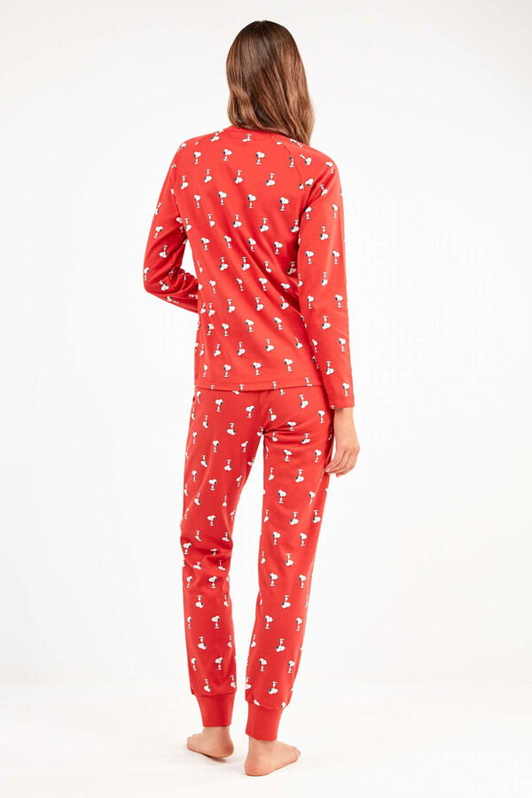 Gisela Conjunto de pijama de malha micro interlock com estampado do Snoopy branco