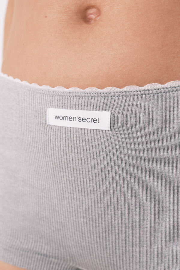Women'secret Cuecas boxer sem costura canelado cinza cinzento
