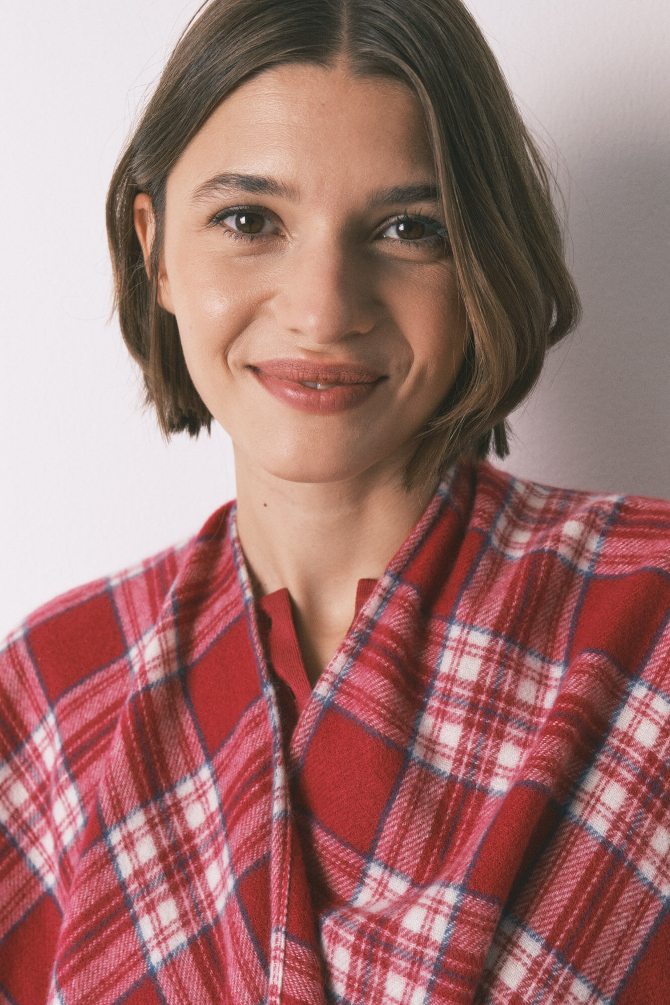 Women'secret Poncho xadrez com efeito l&atilde; de caxemira