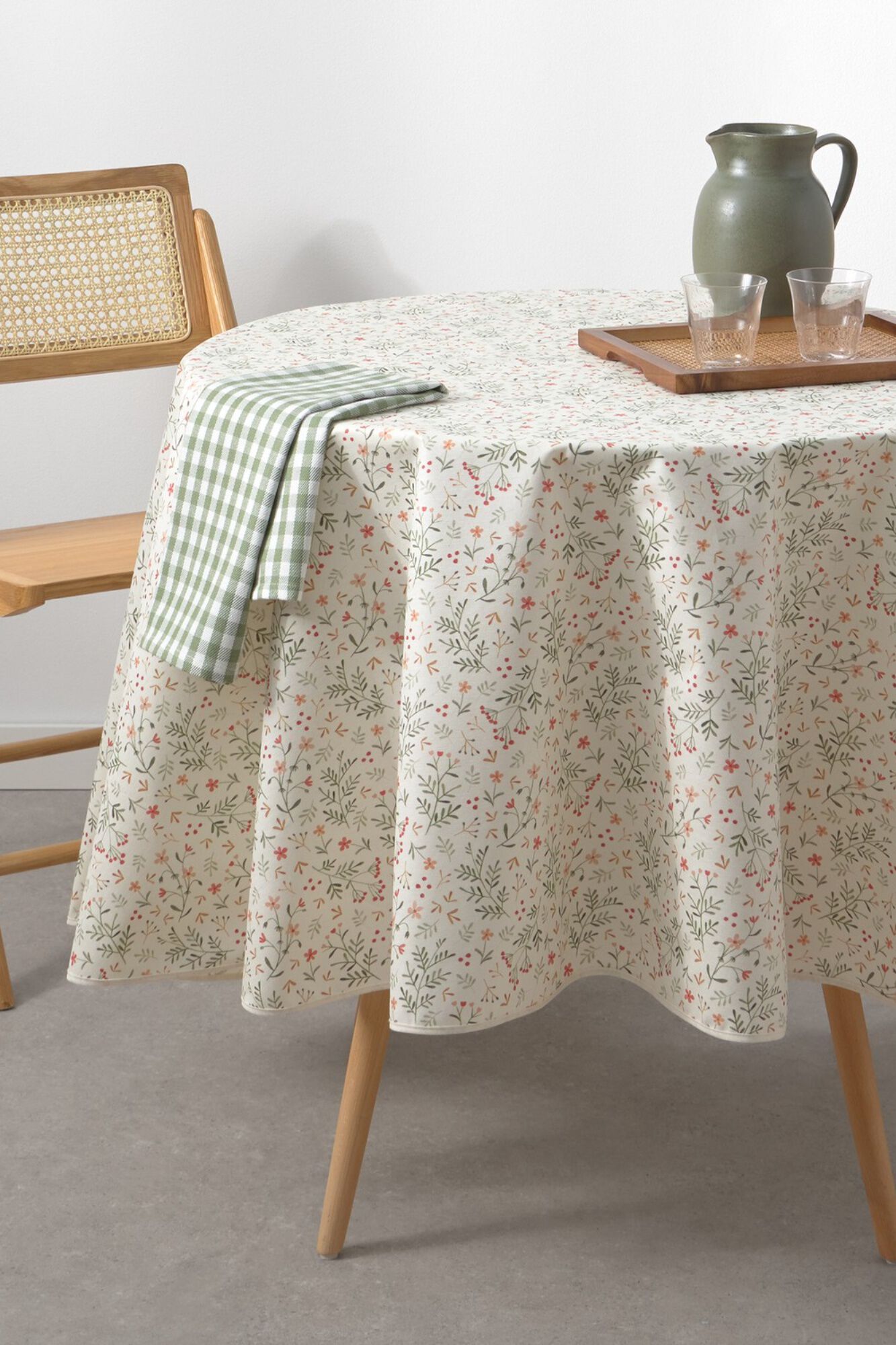 Textura Toalha de mesa redonda resinada antimanchas com flores