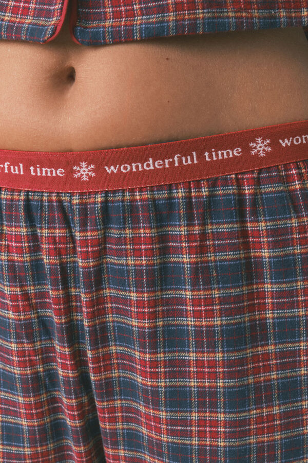 Women'secret Pijama camiseiro xadrez 100% algodão azul