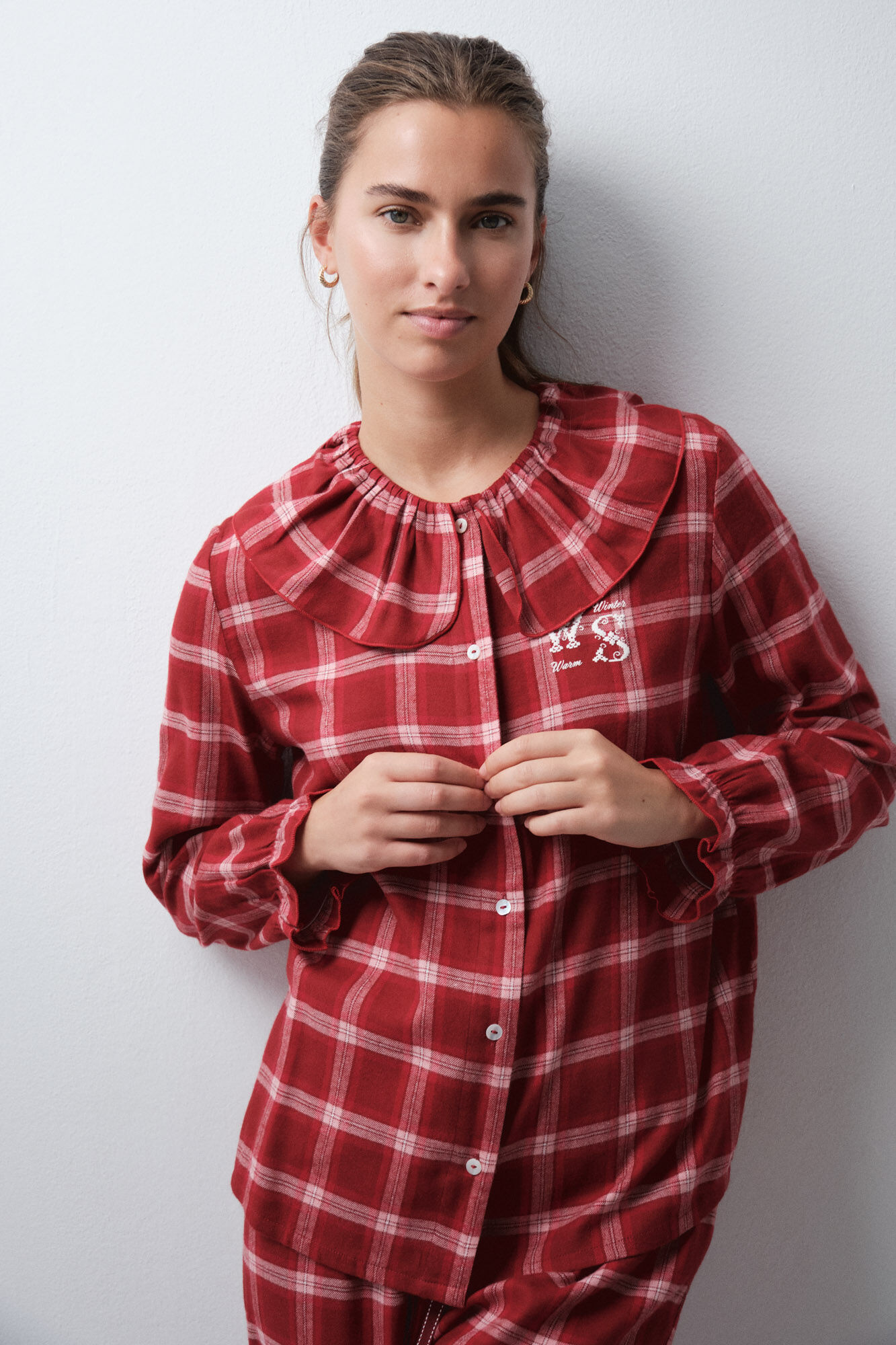Women'secret Pijama comprido aos quadrados com gola bobo