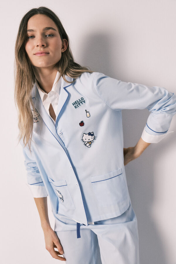 Women'secret Pijama camiseiro Hello Kitty em algod&atilde;o azul azul