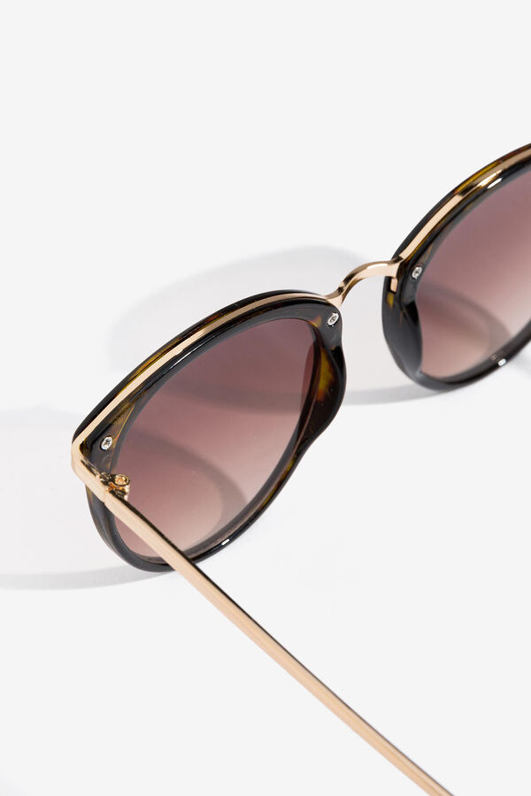 Vilanova &Oacute;culos de Sol redondos combinados em carey cru