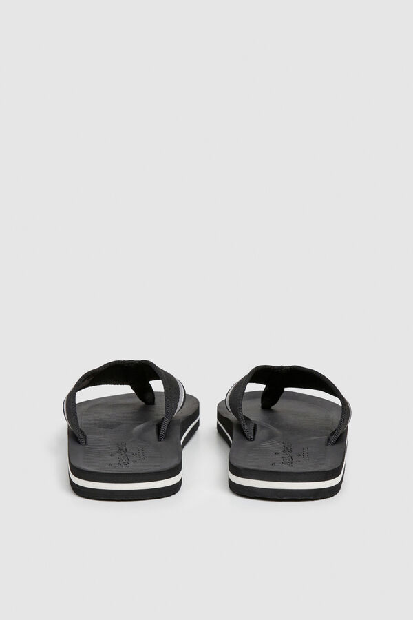 Pepe Jeans Chinelos de tiras de tecido &agrave;s riscas bicolores preto