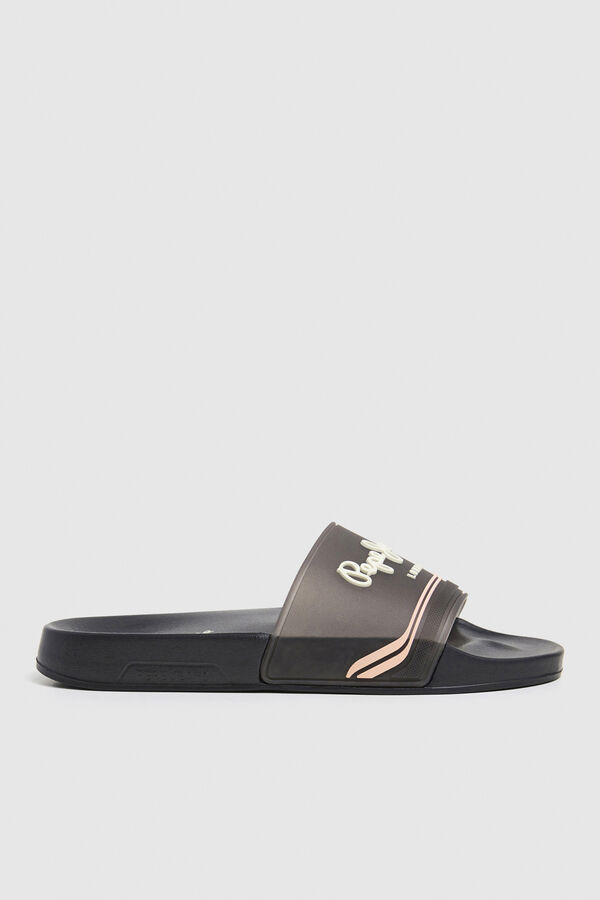 Pepe Jeans logo de sand&aacute;lias de praia preto