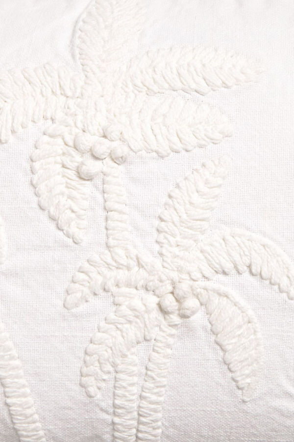 Textura Capa de almofada bordado vegetal branco