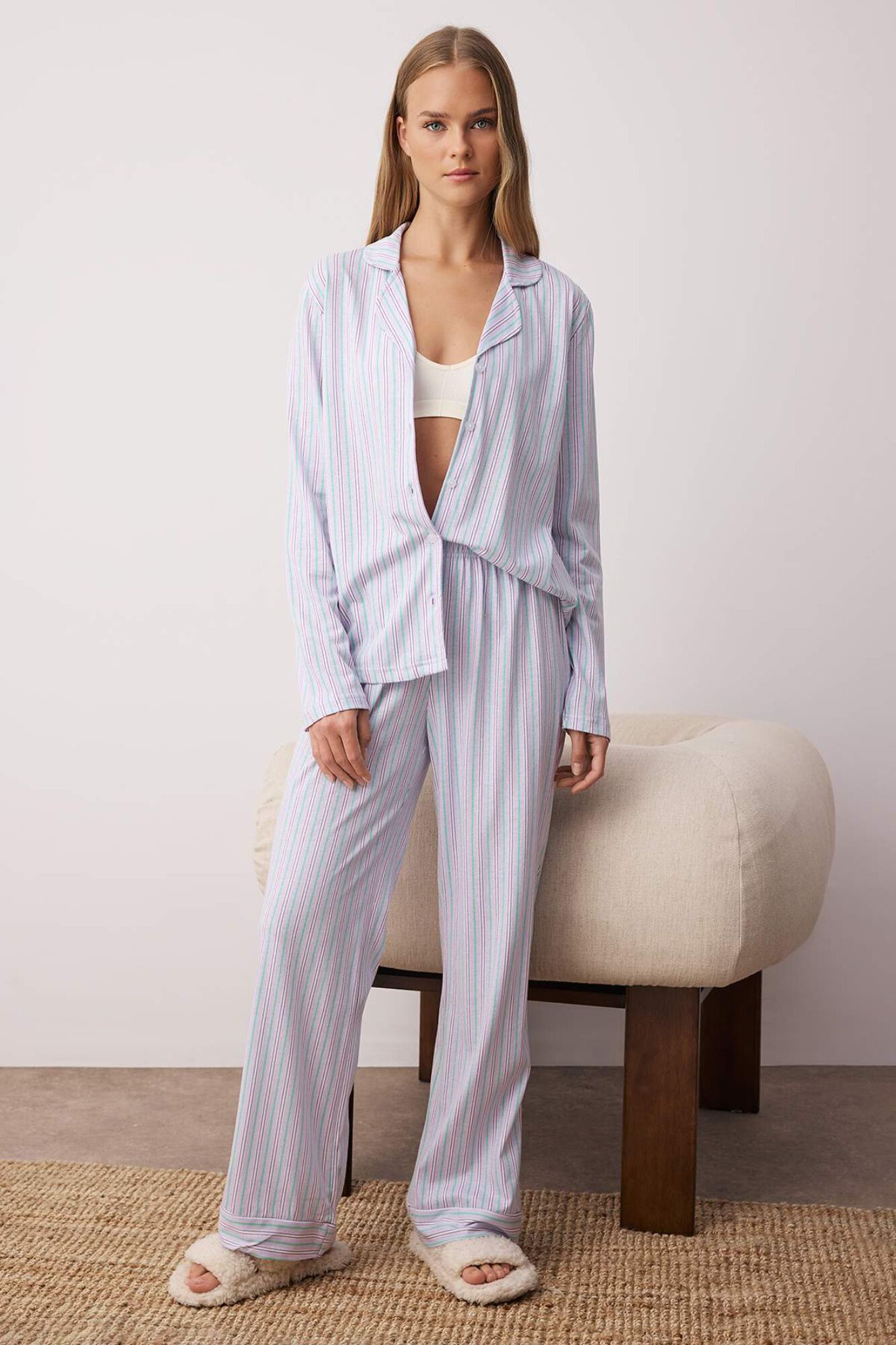 Trendyol Conjunto de pijama de riscas