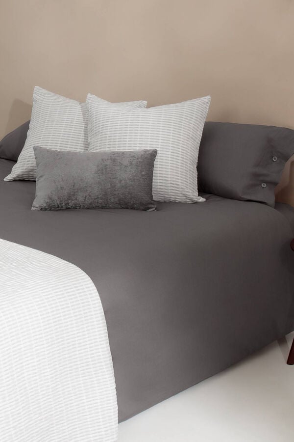 Textura Capa nórdica algodão orgânico. Cama 135-140 cm. cinzento