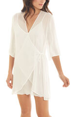 Ivette Bridal Bata curta em gaze joy bege