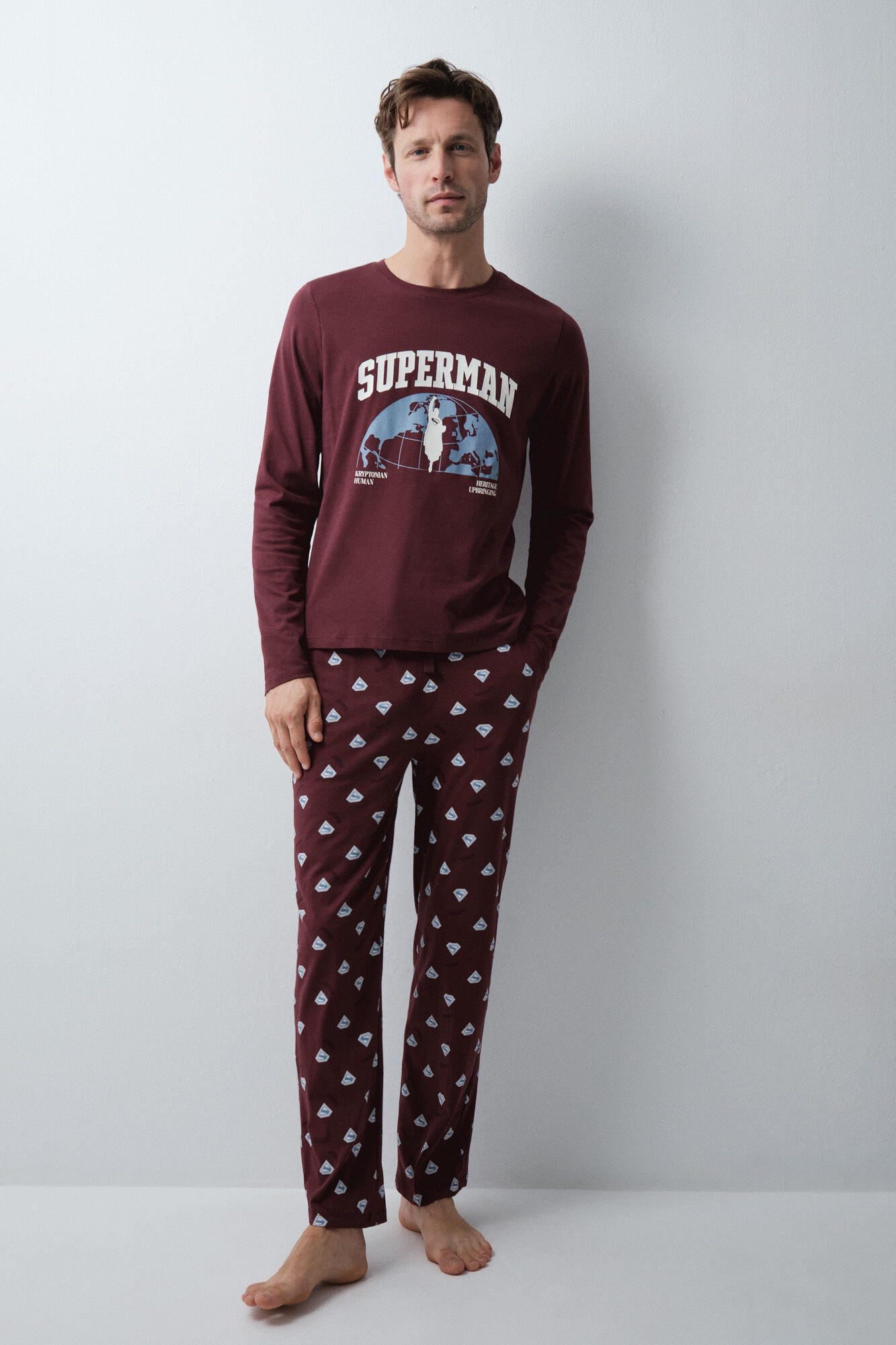 Women'secret Pijama comprido em algod&atilde;o Superman gren&aacute;