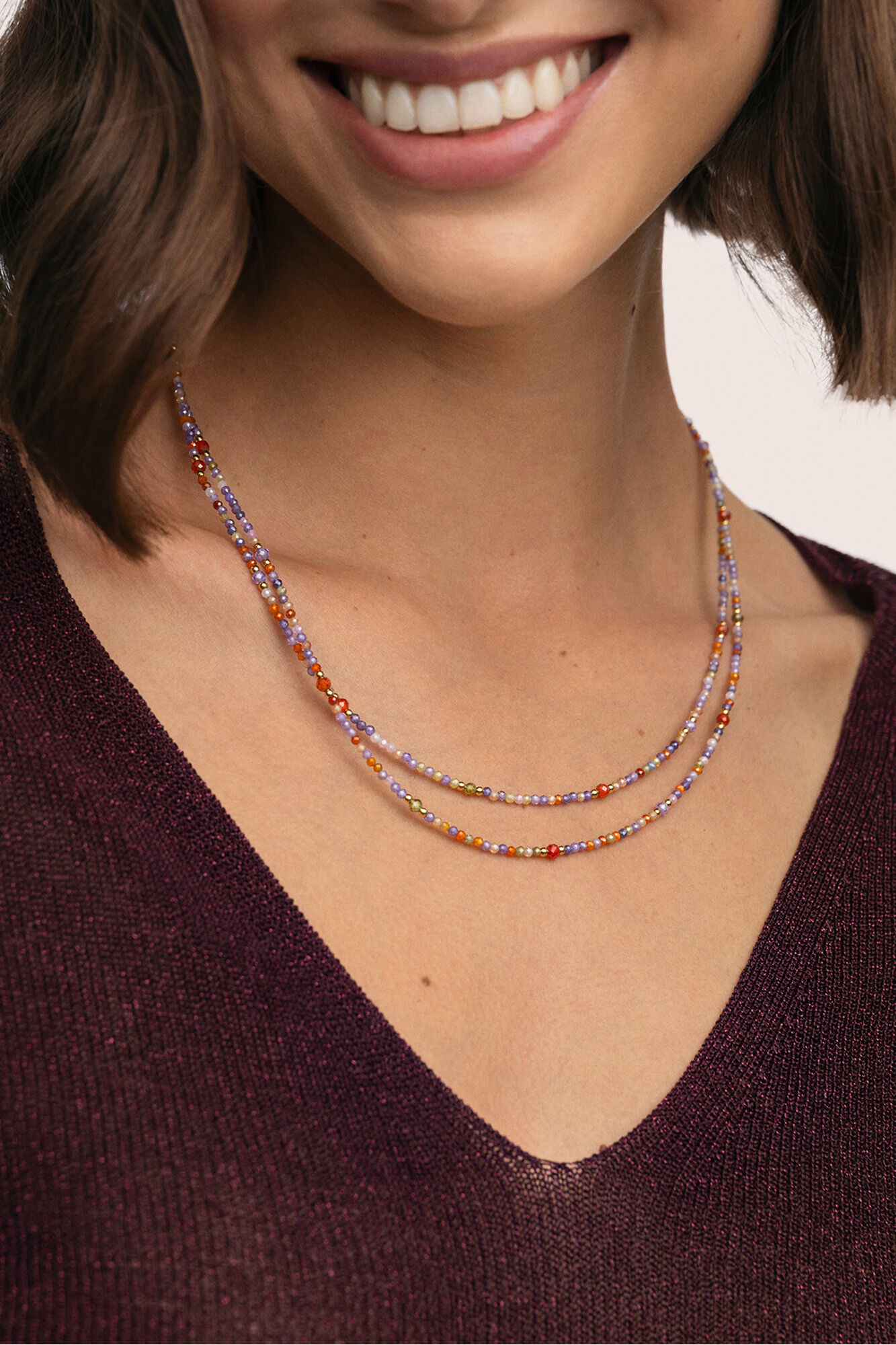 Singularu Collar Long Full Crystal Summer Acero Ba&ntilde;o Oro