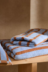 Calma House Toalha de banho de algod&atilde;o turco &agrave;s riscas azuis Saturno 90x150 azul