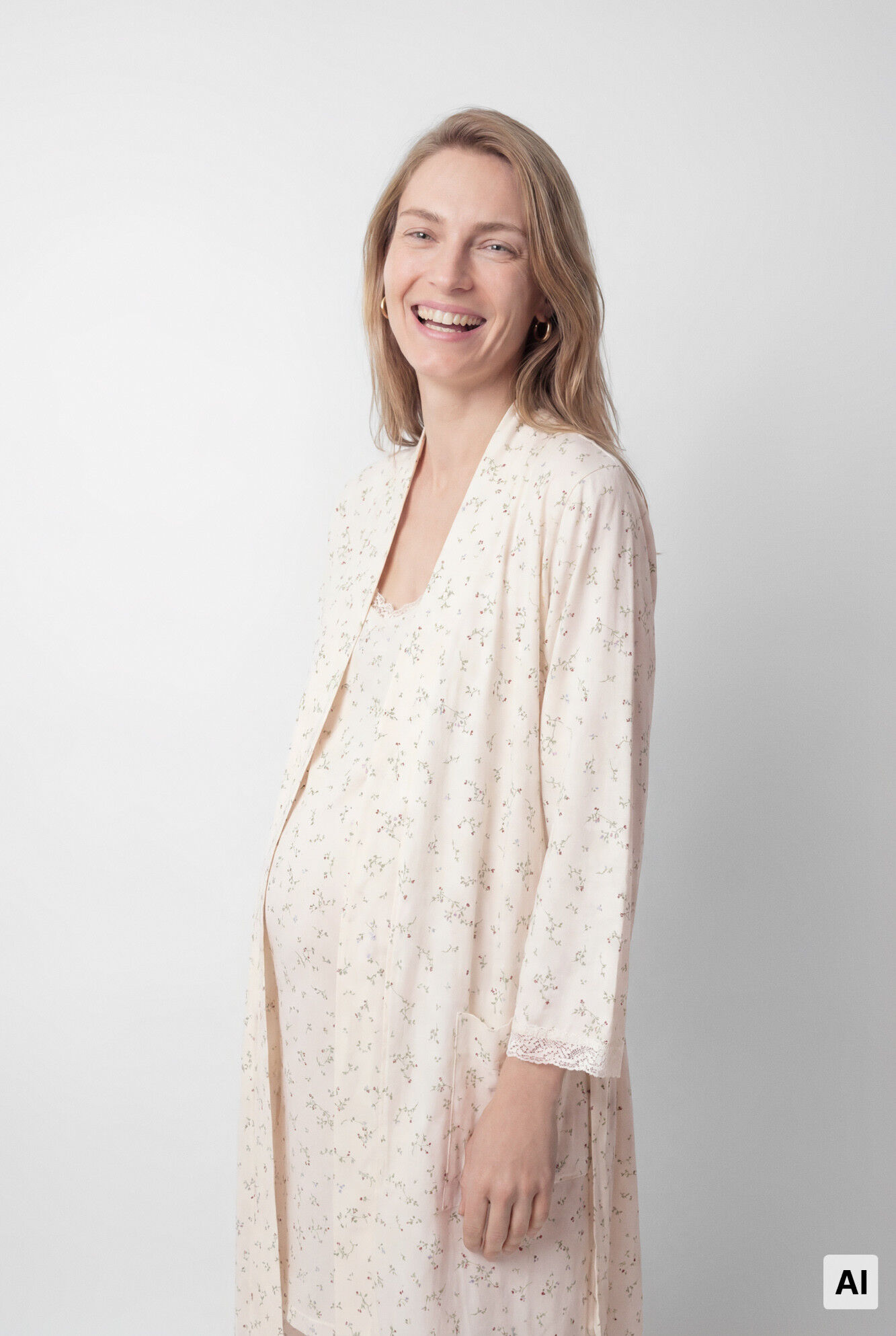 Women'secret Robe midi em algod&atilde;o com estampado floral