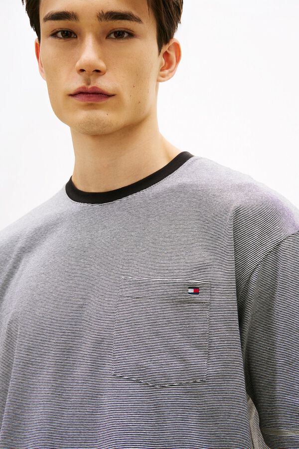 Tommy Hilfiger Pijama curto estampado a riscas cinzento