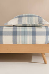 Textura Bajera franela algodón cuadros. Cama 150-160 cm. marfil