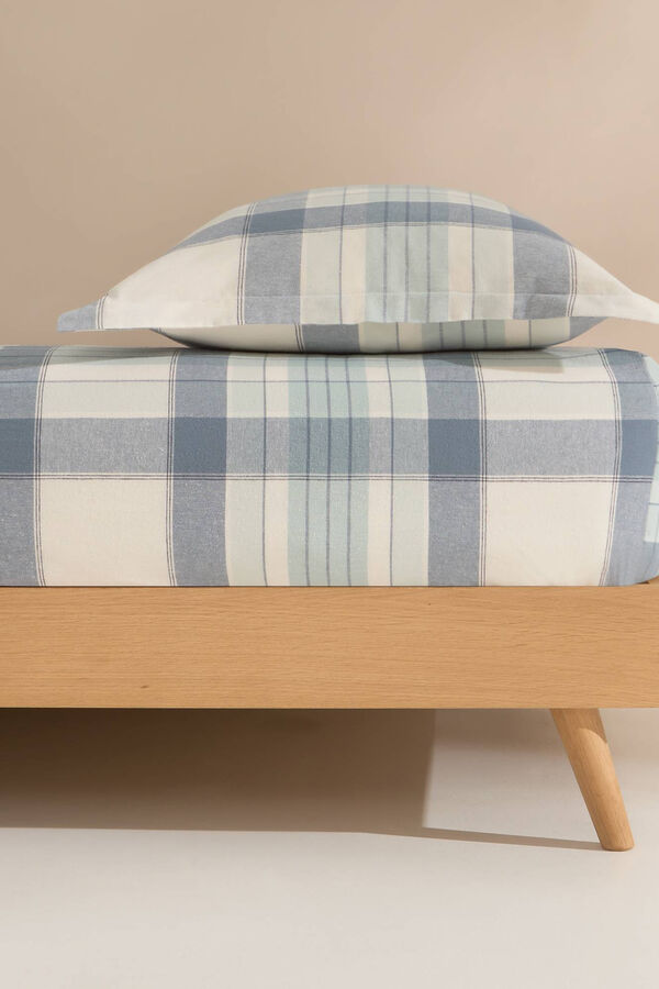 Textura Bajera franela algodón cuadros. Cama 150-160 cm. marfil