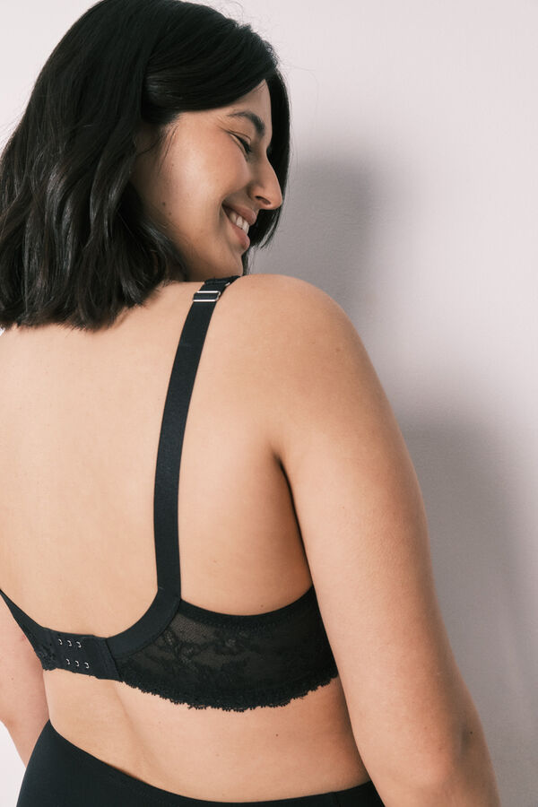 Women'secret Soutien redutor em microfibra e renda preto REAL preto