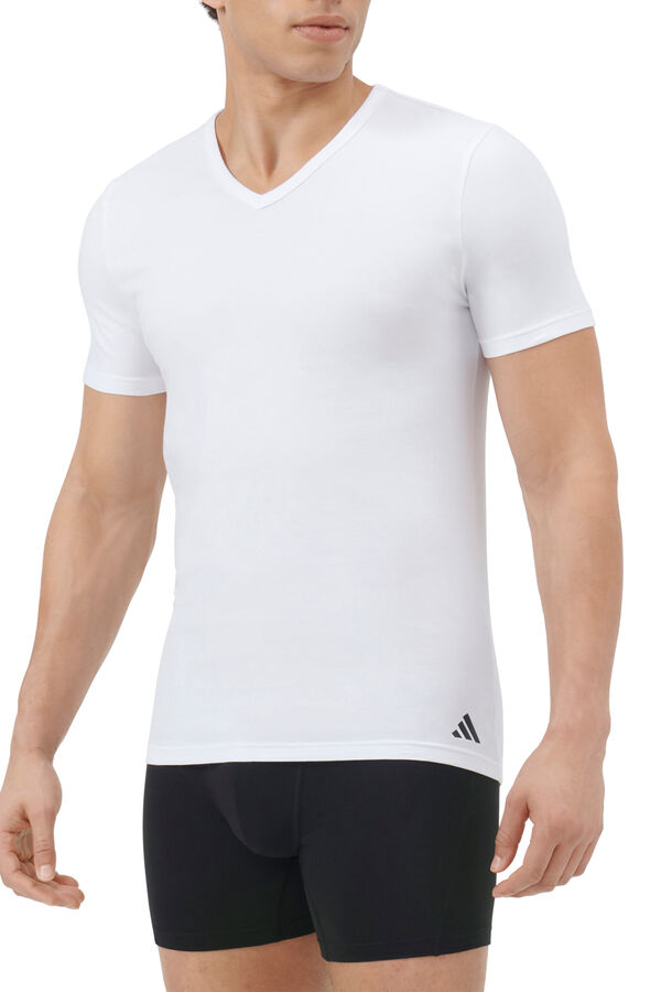 Adidas Pacote com 2 camisetas para homem de algodão elástico com gola em bico branco