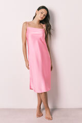 Women'secret Camisa de dormir midi de al&ccedil;as em cetim rosa rosa