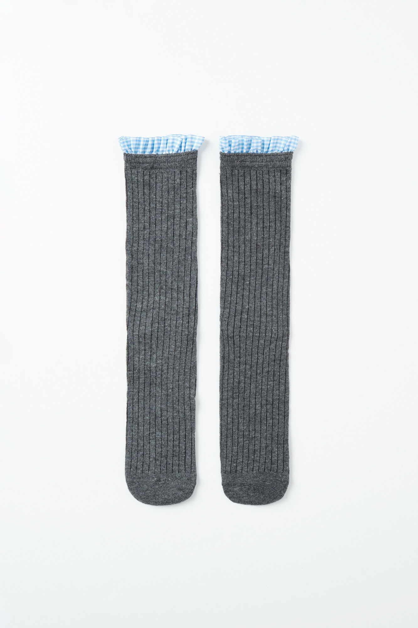 Women'secret Meias compridas caneladas cinza vichy