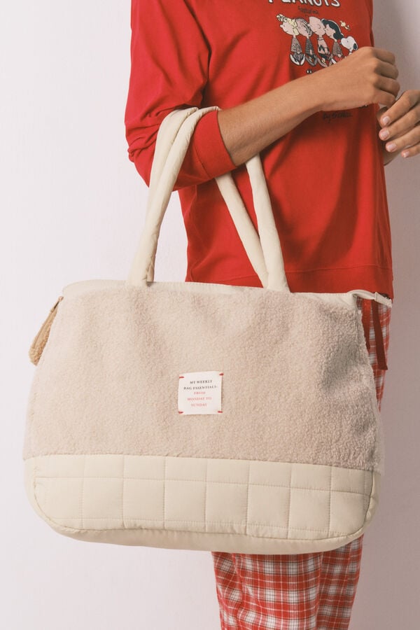 Women'secret Grande bolsa acolchoada bege do Snoopy bege