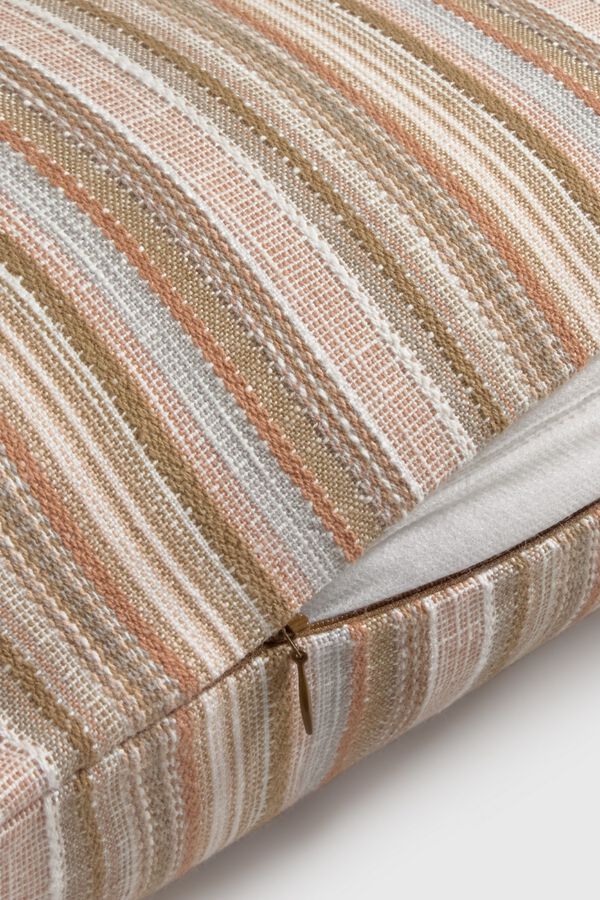 Textura Capa de almofada em algod&atilde;o com design de riscas multicolor estampado