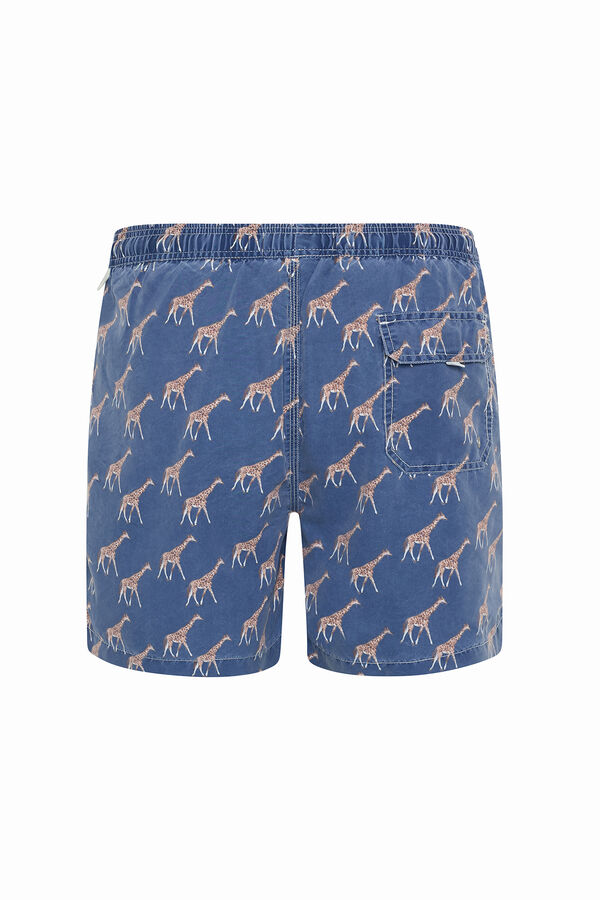 Kiff-Kiff Fato de banho bermuda azul lavagem girafa azul